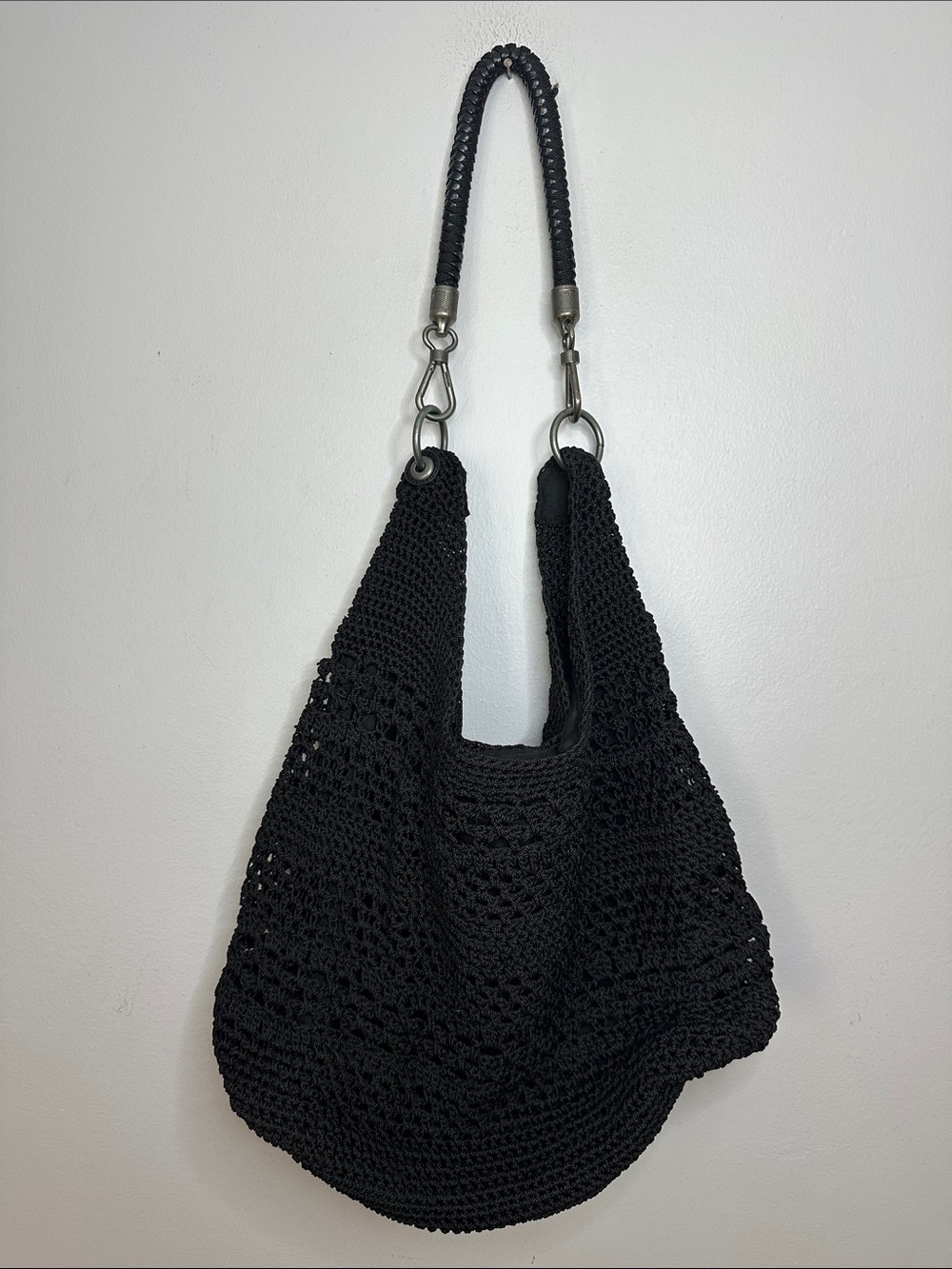 The Sak Black Crochet Shoulder Bag
